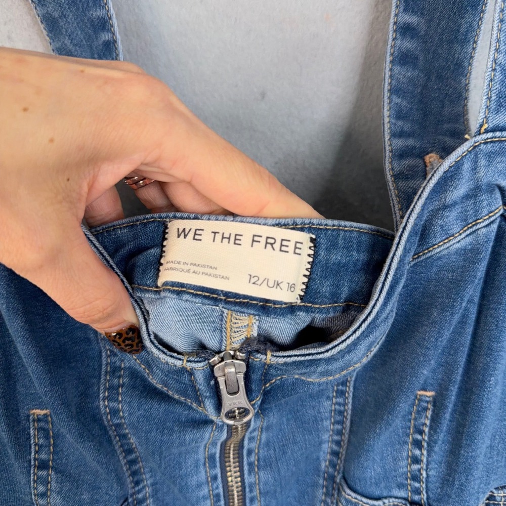 Free People We The Free Romper Womens 12 Denim Zip Front Fit & Flare Delancey - Picture 3 of 11